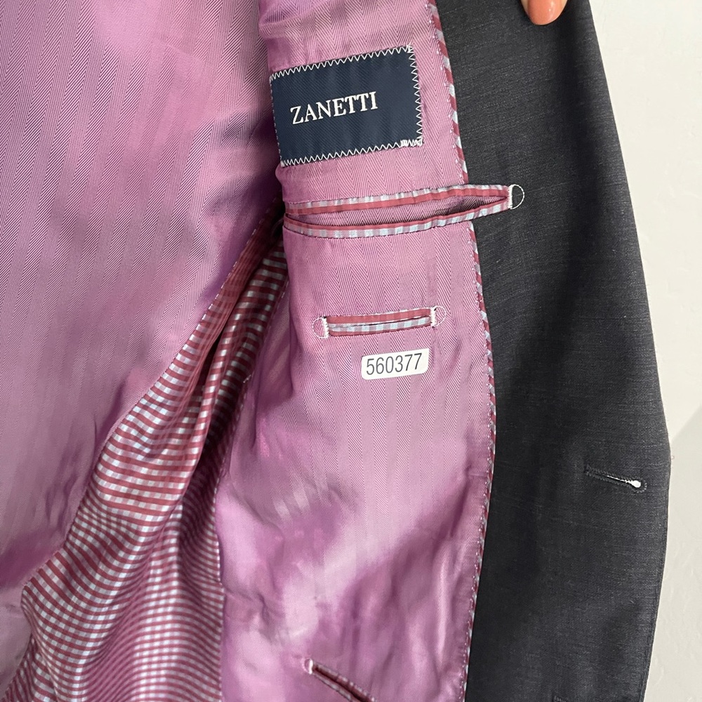 ZANETTI 100% Wool Porto Suit Jacket Size 46L - Picture 9 of 9